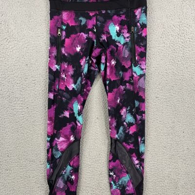 Lululemon Inspire Tight II Midnight Bloom Black Deep Fuschia Black Size 4